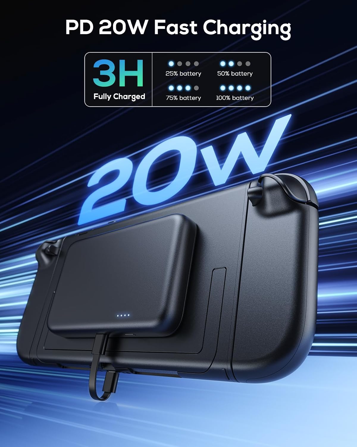YUANHOT Magnetic Battery Pack for Nintendo Switch 2 – Black