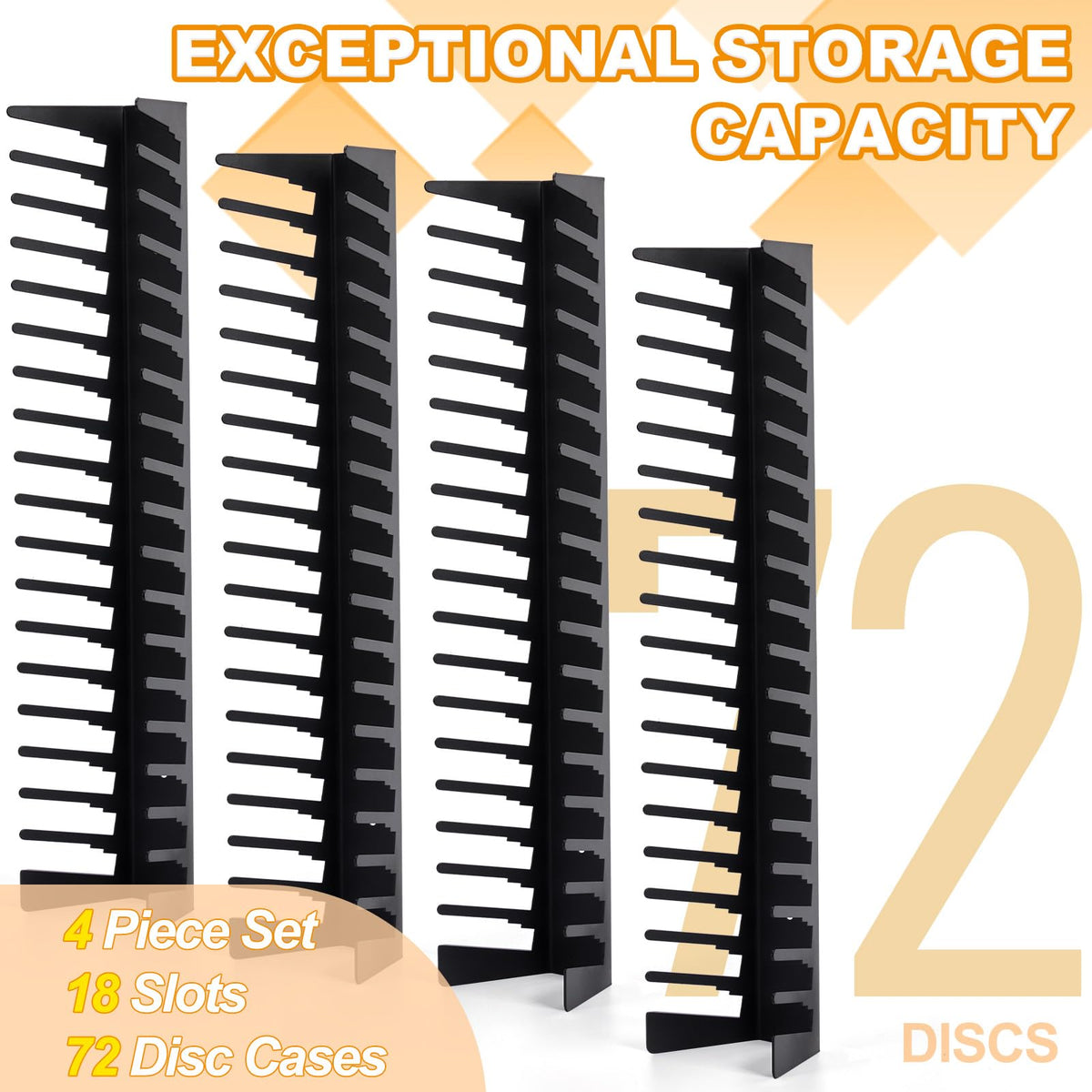 4 Pack Video Game Case Storage Wall Mount - Holds Up to 72 Disc Boxes,Metal Wall Mounted Game Case Holder for PS,DVD,Xbox Game Organizer - Flex Gamingproduct_type