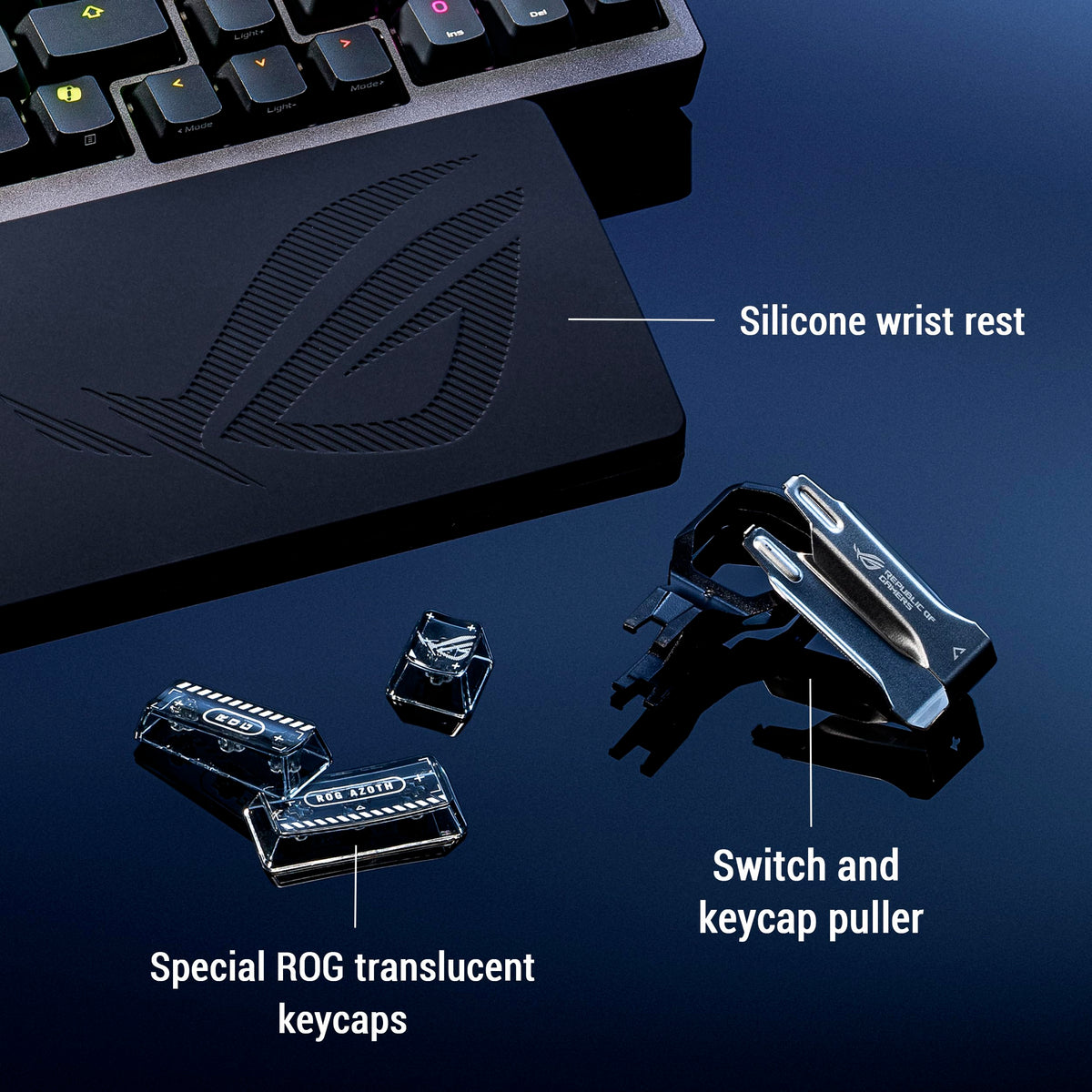 ASUS ROG Azoth Extreme Wireless Mechanical Gaming Keyboard – 75% TKL, ROG NX Storm Clicky Switches, PBT Keycaps, Aluminum Chassis, Carbon Fiber, Gasket Mount, Color OLED Screen, PC/Mac Support - Black - Flex Gamingproduct_type