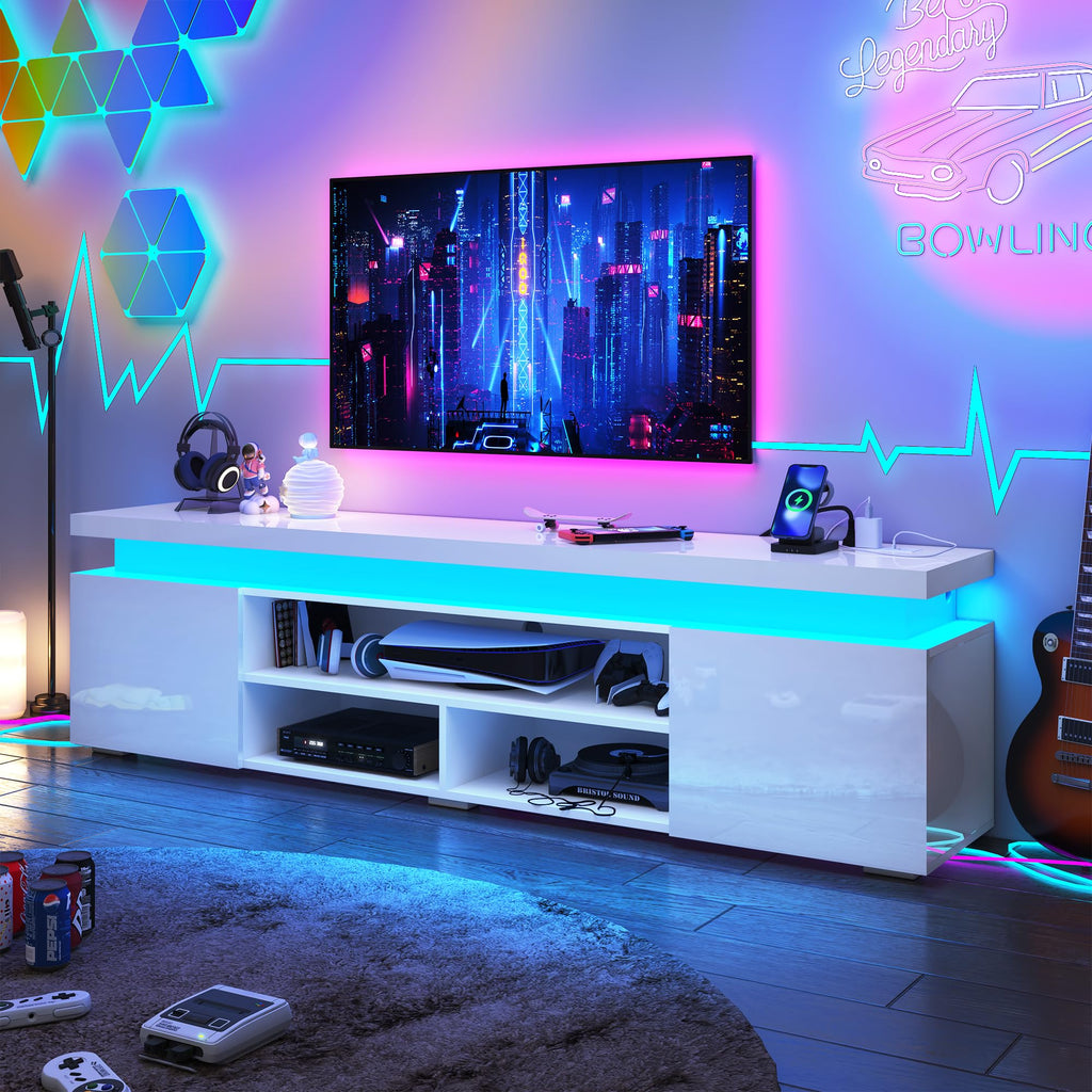 Hlivelood LED TV Stand with Storage & RGB Lights – 13 Options
