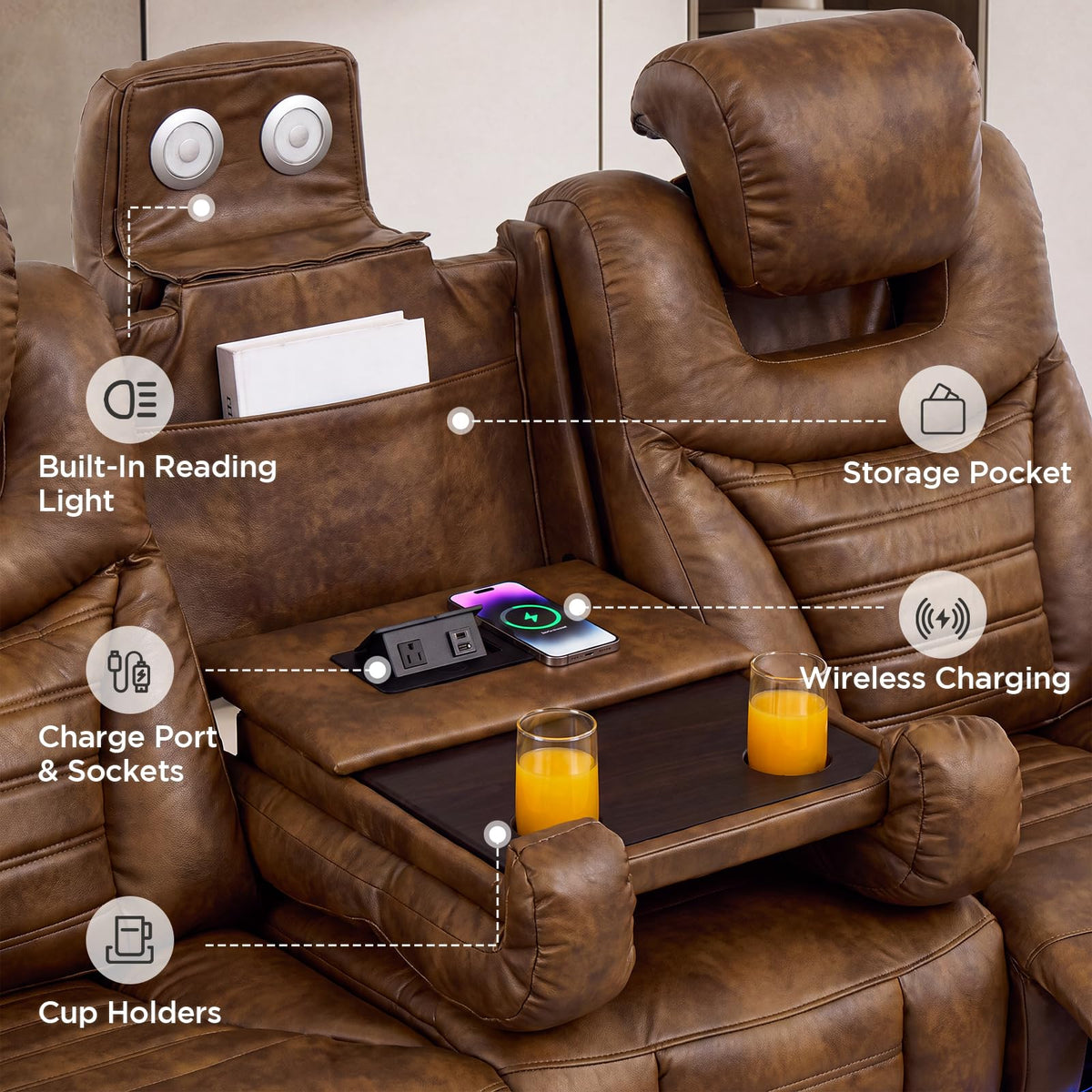URRED Power Recliner Sofa for Home Theater – 3 Sizes & 4 Colors