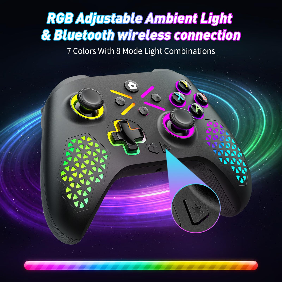 Gamrombo Wireless Controller for Xbox One, Xbox Series X/S, Xbox One X/S, PC, LED Gaming Controller with TURBO,Macro Function,3.5mm Audio Jack - Flex Gamingproduct_type