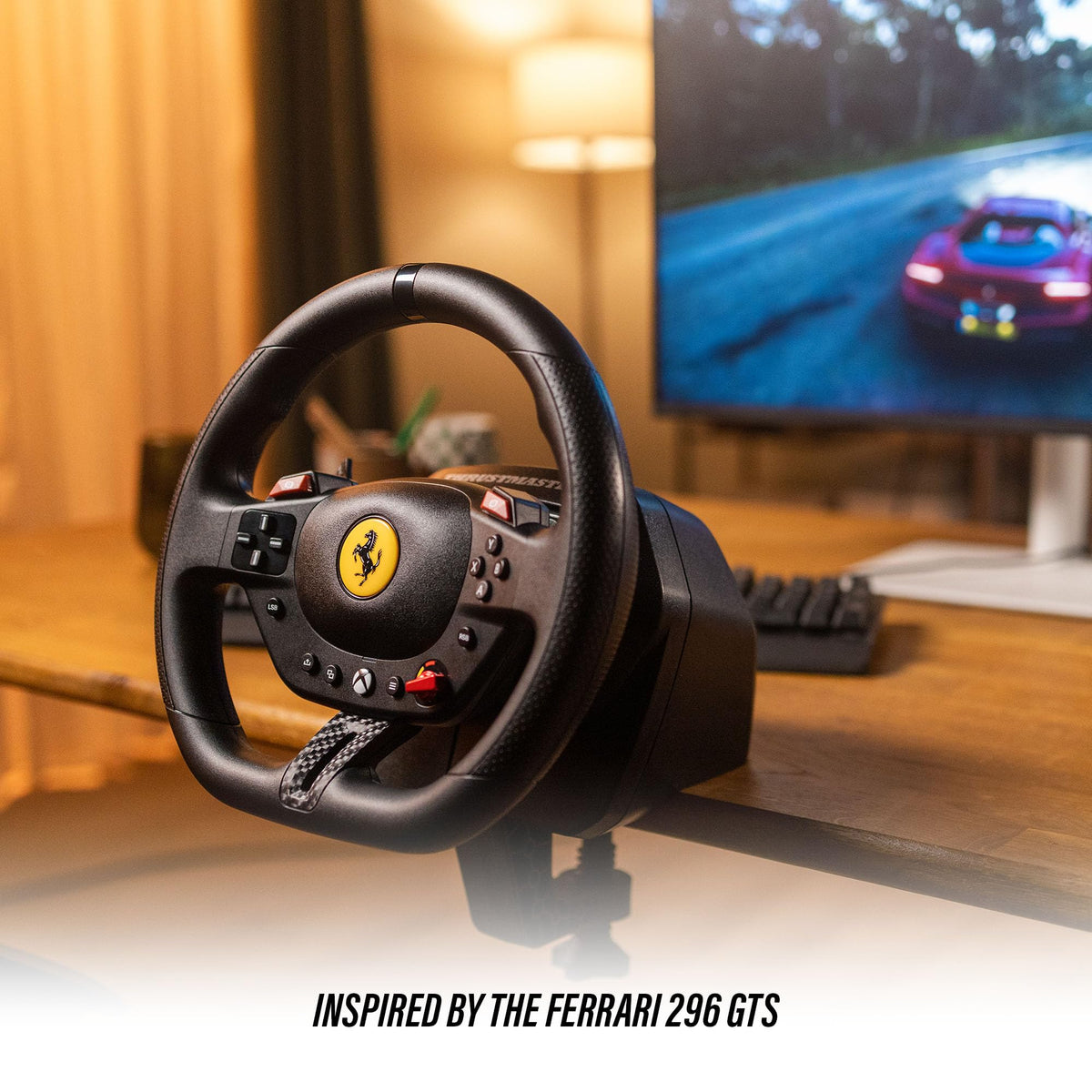 Thrustmaster T98 P Ferrari Licensed Racing Wheel & Pedal Set - PS5 & PC | 240-degree rotation, bungee-cord resistance, paddle shifters, 3 driving modes, Hall-Effect sensors, tool-free desk clamp - Flex Gamingproduct_type