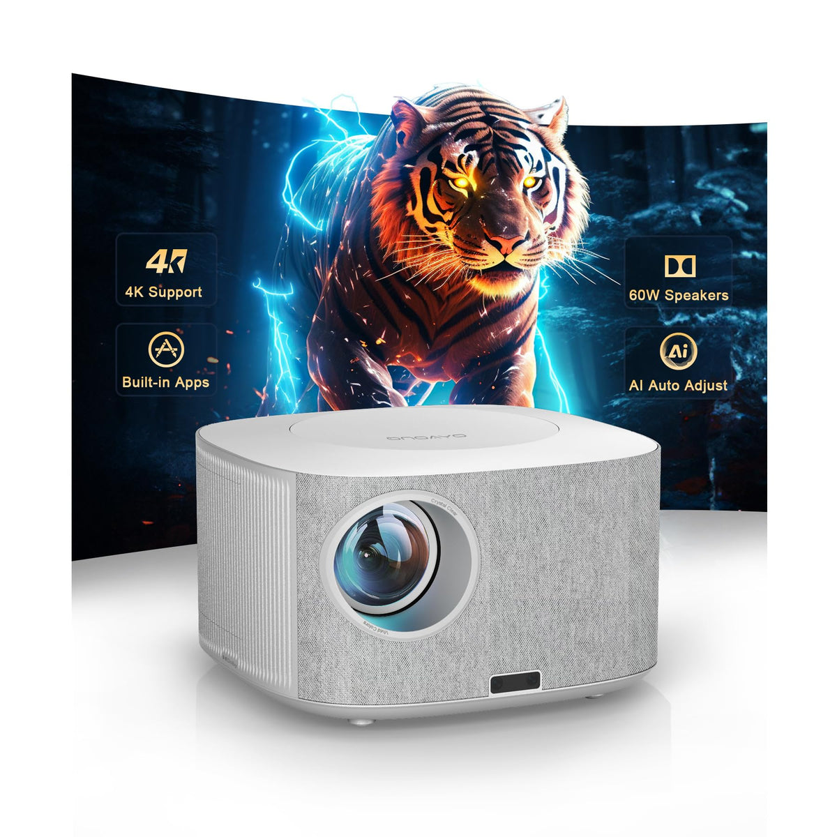 Outdoor-Projector-4K with WiFi and Bluetooth:[3500 Bright/60W Dolby Audio/Official Licensed Apps],Smart-Projector with AI Auto Focus,ONOAYO ONO5Pro 2.0 Movie Projector for Indoor/Outdoor 2026New - Flex Gamingproduct_type