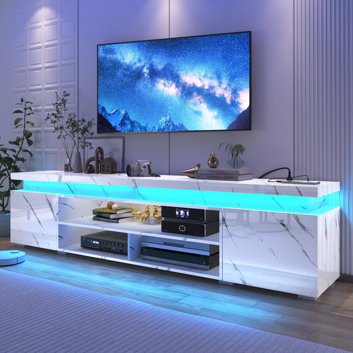 Hlivelood LED TV Stand with Storage & RGB Lights – 13 Options