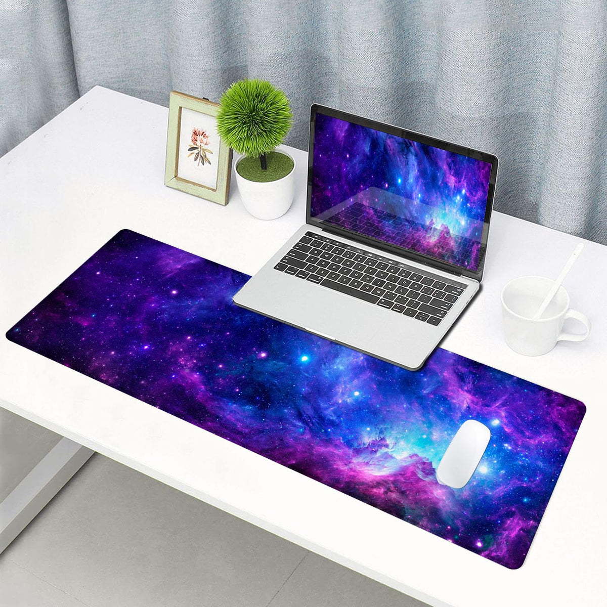Gaming Mouse Pad, Large Non-Slip Rubber Base Mousepad, Keyboard Mouse Mat, Desk Pad with Stitched Edges, 31.5x11.8inch, Dazzling Galaxy - Flex Gamingproduct_type