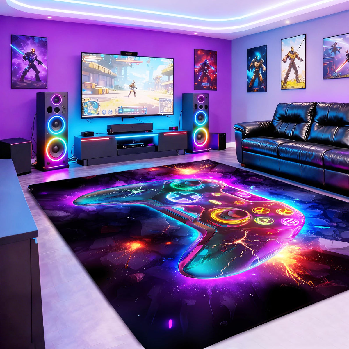 AICLIV Neon Gaming Area Rug – 5 Sizes