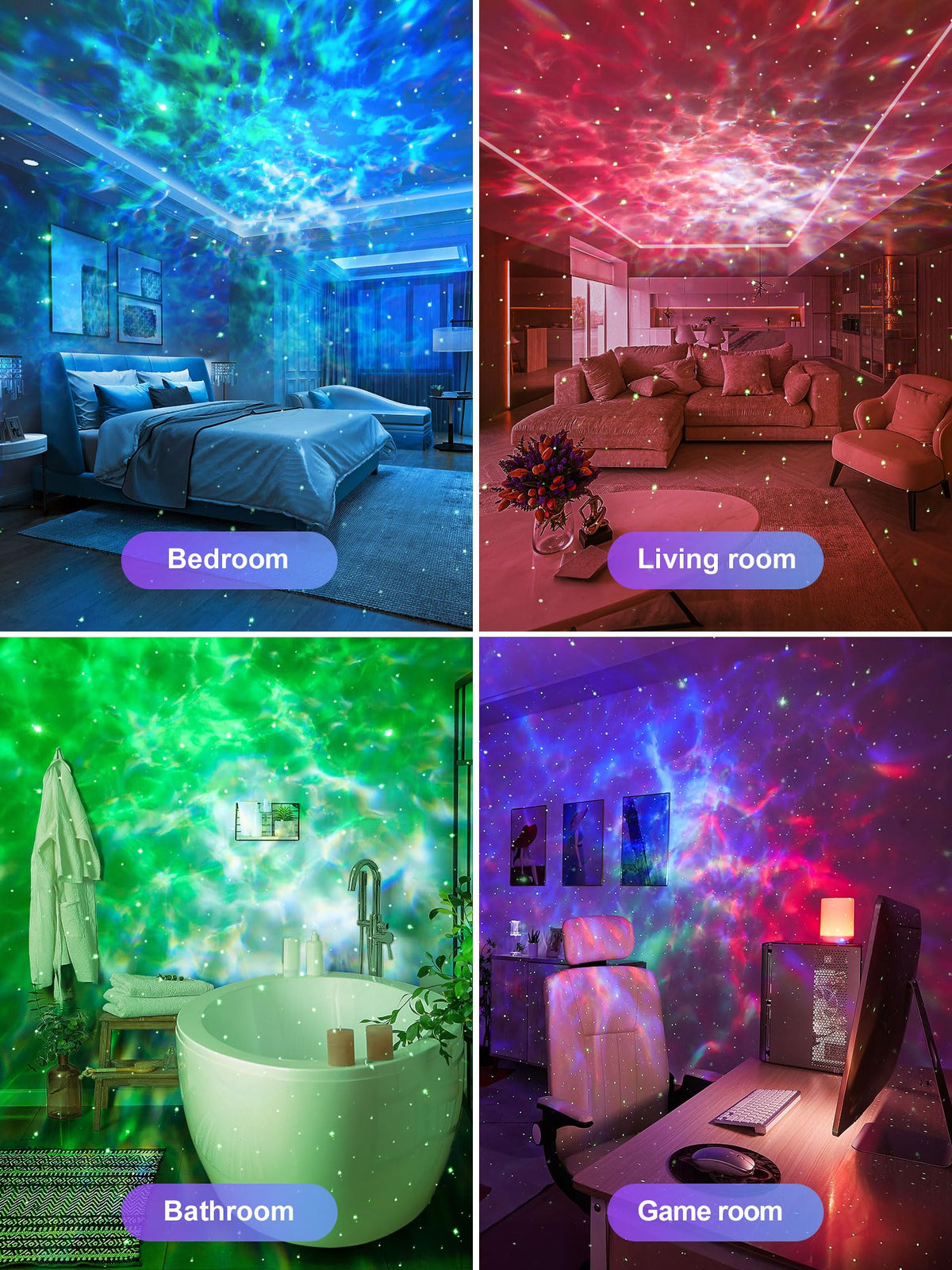One Fire 360 Game Lights Galaxy Projector Gaming Accessories Gaming Room Decor Green Star Bluetooth Speaker+15 White Noise Man Cave Accessories Cool Gifts for Men Birthday Gift Cool Stuff for Teen Boy - Flex Gamingproduct_type