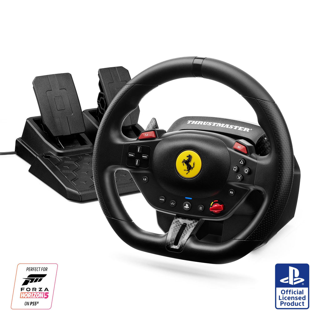 Thrustmaster T98 P Ferrari Licensed Racing Wheel & Pedal Set - PS5 & PC | 240-degree rotation, bungee-cord resistance, paddle shifters, 3 driving modes, Hall-Effect sensors, tool-free desk clamp - Flex Gamingproduct_type