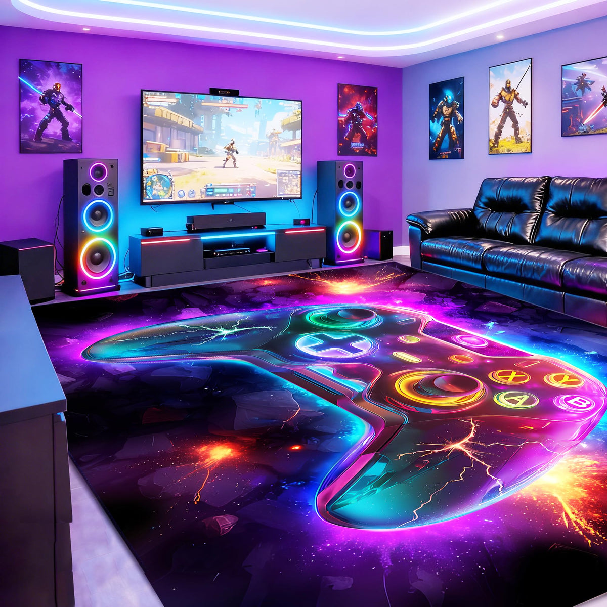 AICLIV Neon Gaming Area Rug – 5 Sizes
