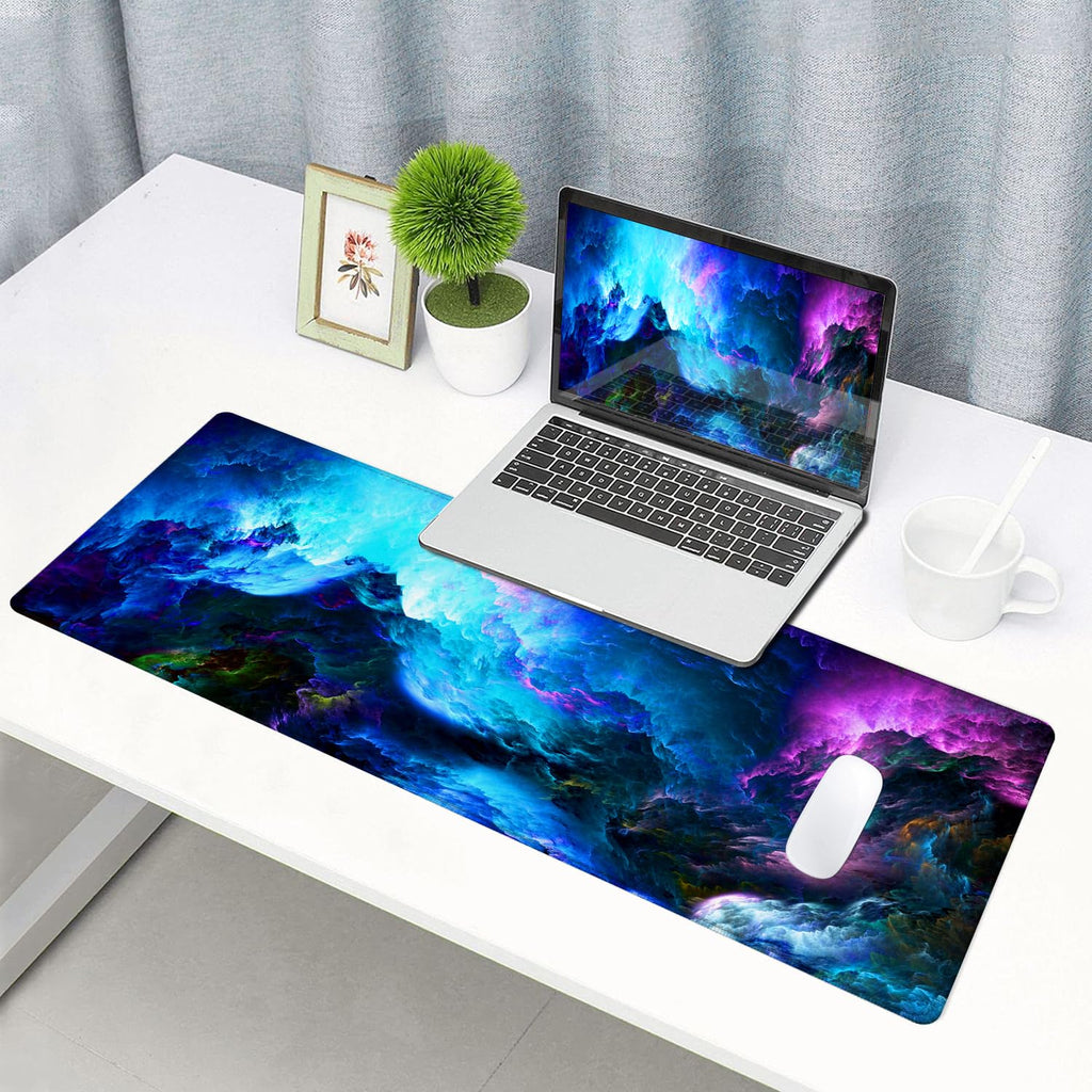 Gaming Mouse Pad, Large Non-Slip Rubber Base Mousepad, Keyboard Mouse Mat, Desk Pad with Stitched Edges, 31.5x11.8inch, Dazzling Galaxy - Flex Gamingproduct_type