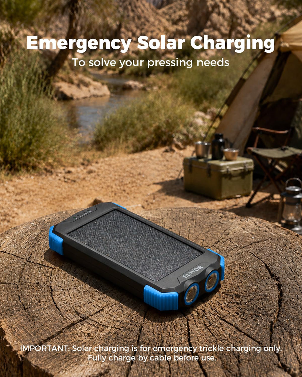 BLAVOR 10,000mAh Solar Power Bank – 5 Colors