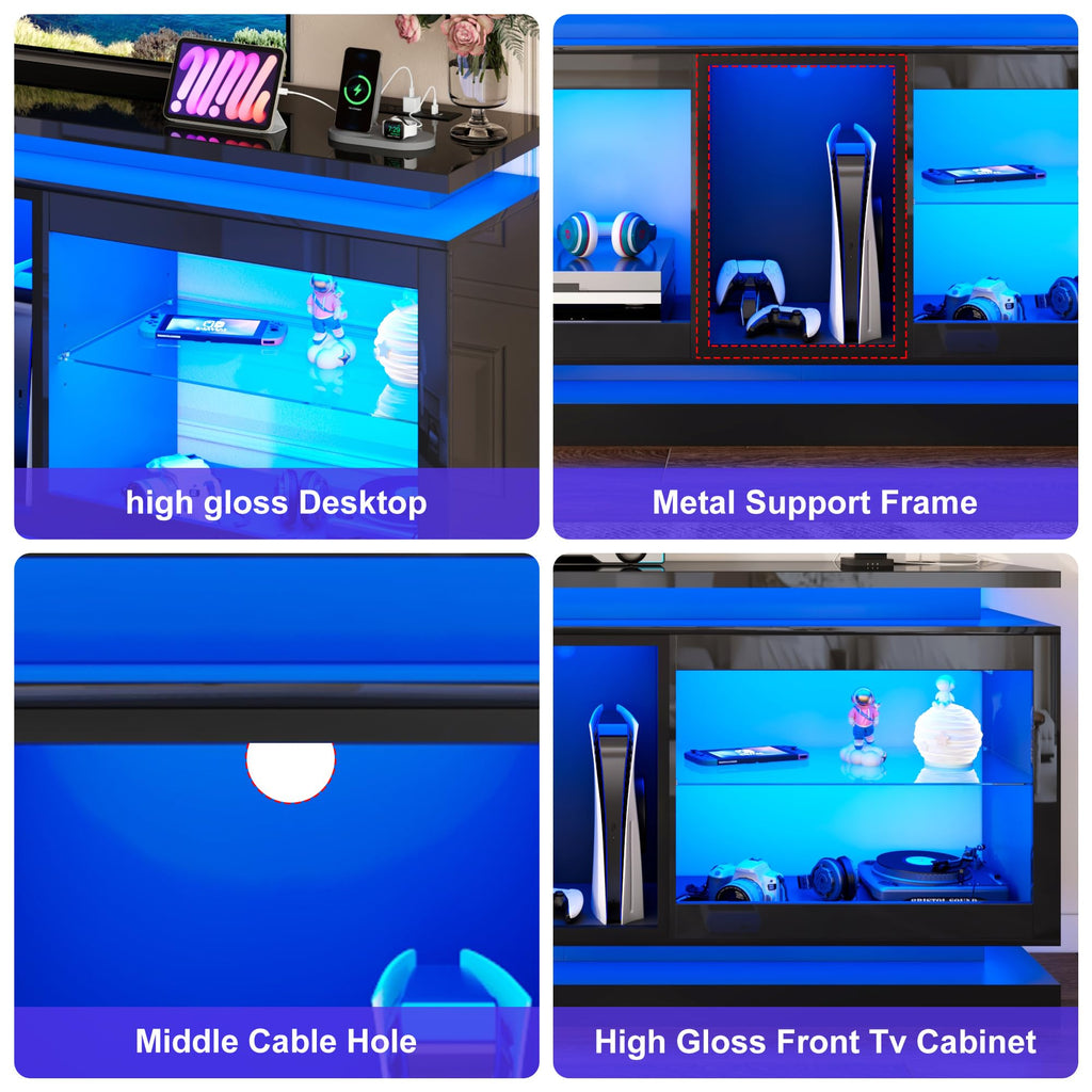 St.Mandyu RGB LED TV Stand with Power Outlets – 2 Sizes & 2 Colors