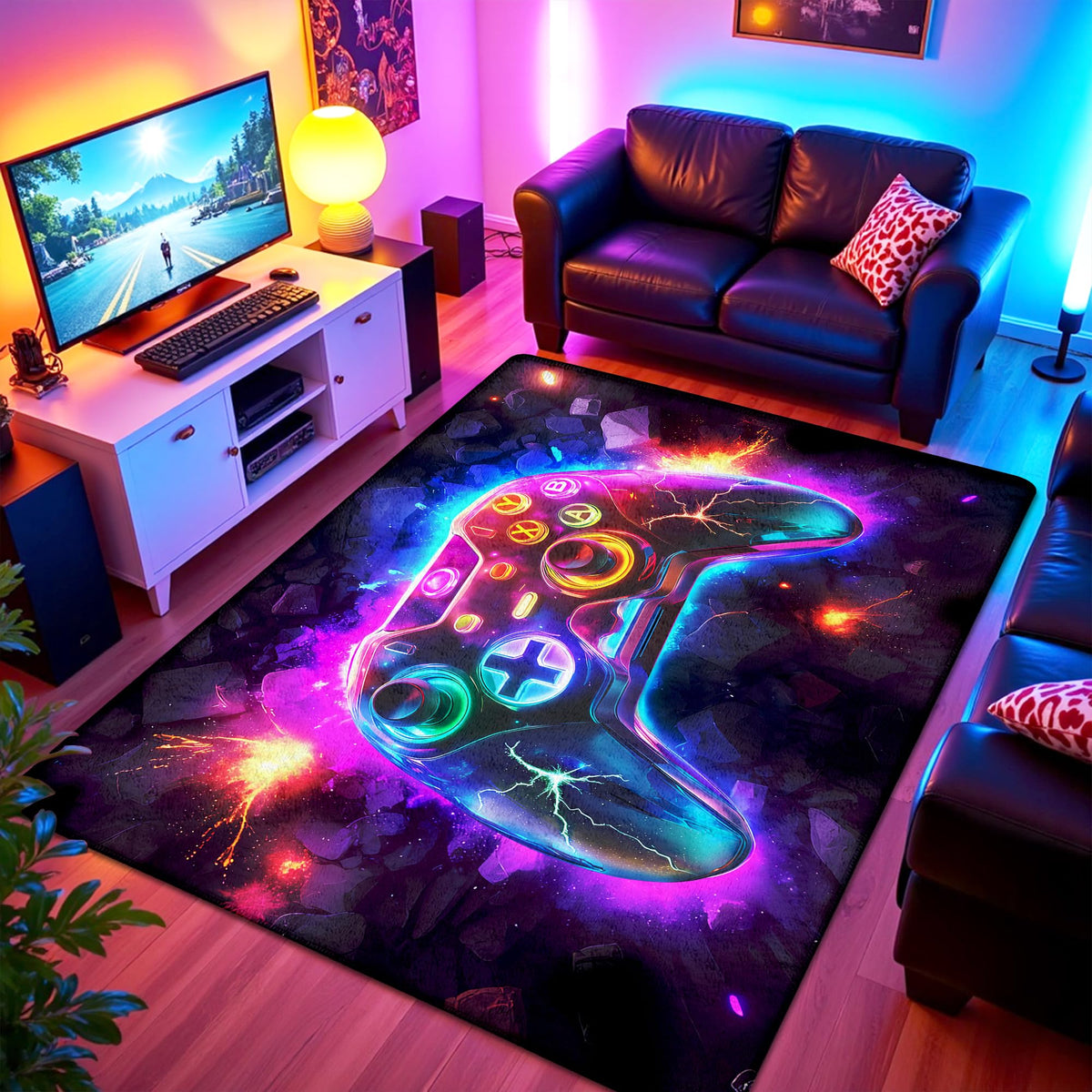 AICLIV Neon Gaming Area Rug – 5 Sizes
