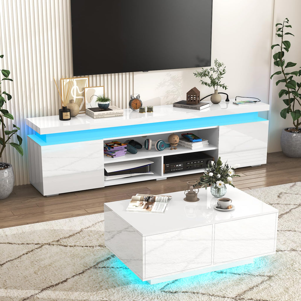 Hlivelood LED TV Stand with Storage & RGB Lights – 13 Options