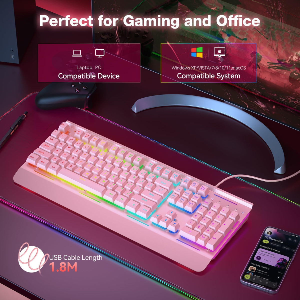 TECKNET Wired Gaming Keyboard, USB Wired Computer Keyboard, 15-Zone RGB Illumination, IP32 Water Resistance, 25 Anti-ghosting Keys, All-Metal Panel (Whisper Quiet Design) - Flex Gamingproduct_type