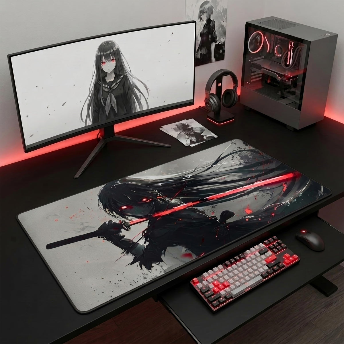 XXL Anime Gaming Mouse Pad 35.4 x 15.7 inch - Water-Resistant & Stitched Edges - Large XL Mousepad for Desk - Gamer Accessories Big Full Deskpad Mat Game Mousepads Deskmat - Flex Gamingproduct_type