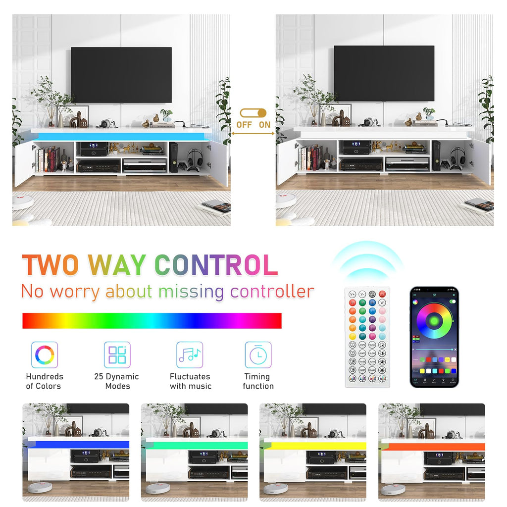 Hlivelood LED TV Stand with Storage & RGB Lights – 13 Options