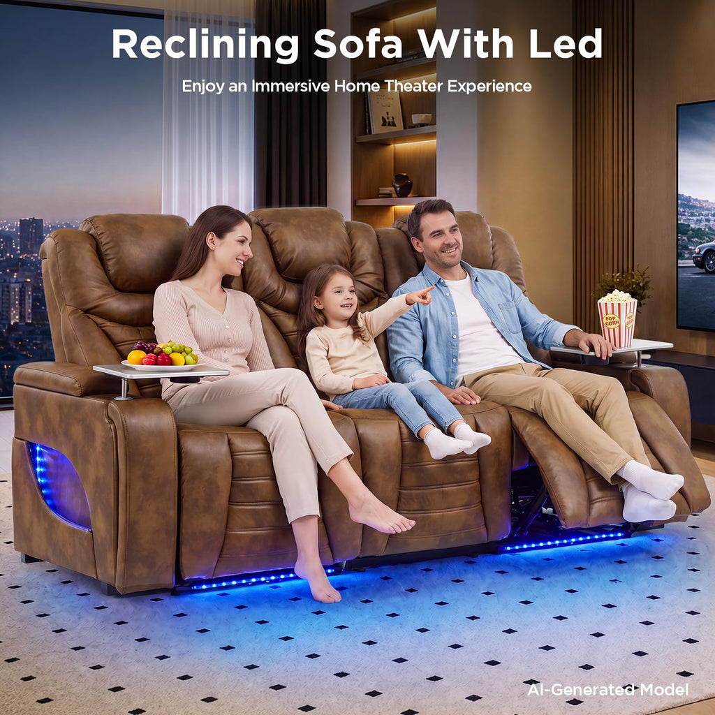 URRED Power Recliner Sofa for Home Theater – 3 Sizes & 4 Colors