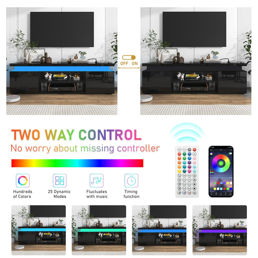 Hlivelood LED TV Stand with Storage & RGB Lights – 13 Options