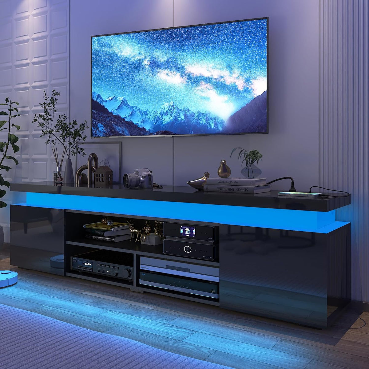 Hlivelood LED TV Stand with Storage & RGB Lights – 13 Options