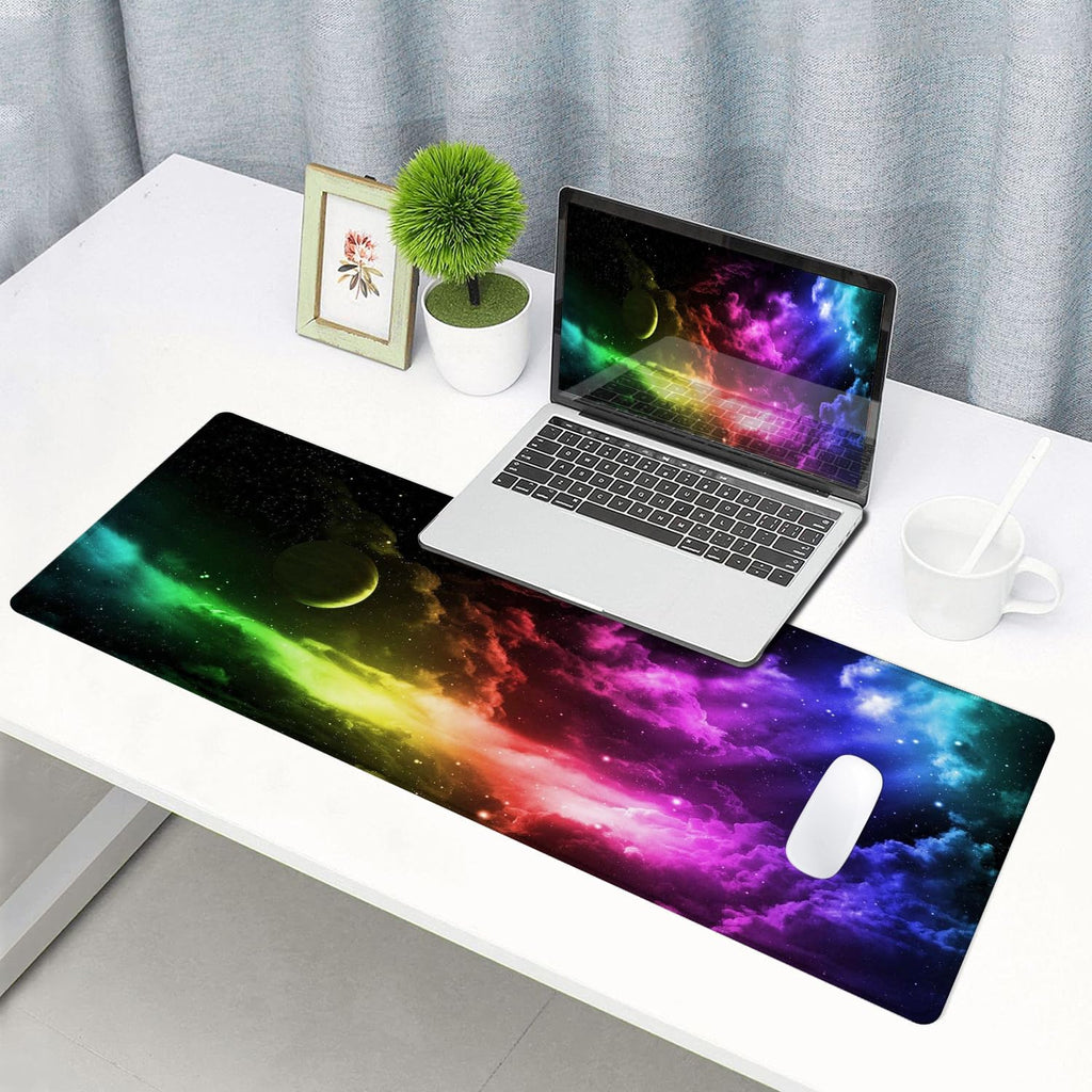 Gaming Mouse Pad, Large Non-Slip Rubber Base Mousepad, Keyboard Mouse Mat, Desk Pad with Stitched Edges, 31.5x11.8inch, Dazzling Galaxy - Flex Gamingproduct_type