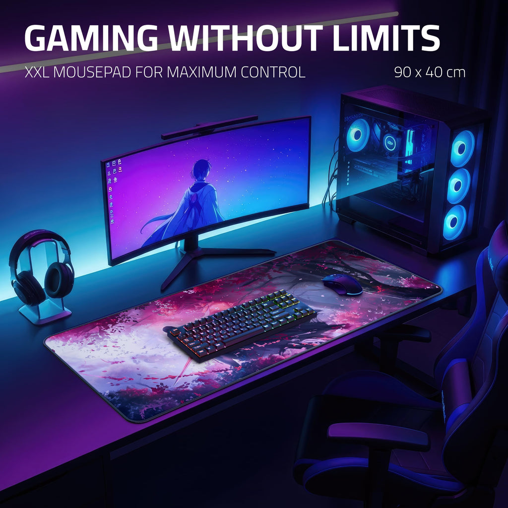 XXL Anime Gaming Mouse Pad 35.4 x 15.7 inch - Water-Resistant & Stitched Edges - Large XL Mousepad for Desk - Gamer Accessories Big Full Deskpad Mat Game Mousepads Deskmat - Flex Gamingproduct_type