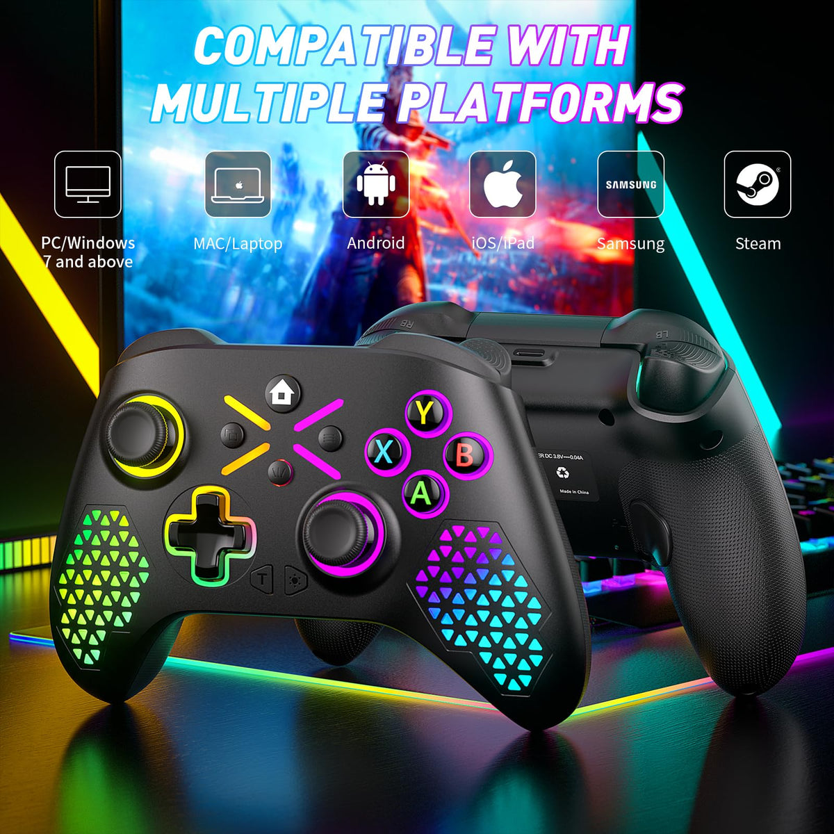 Gamrombo Wireless Controller for Xbox One, Xbox Series X/S, Xbox One X/S, PC, LED Gaming Controller with TURBO,Macro Function,3.5mm Audio Jack - Flex Gamingproduct_type