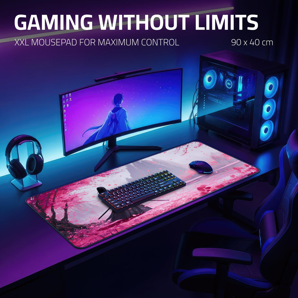 XXL Anime Gaming Mouse Pad 35.4 x 15.7 inch - Water-Resistant & Stitched Edges - Large XL Mousepad for Desk - Gamer Accessories Big Full Deskpad Mat Game Mousepads Deskmat - Flex Gamingproduct_type