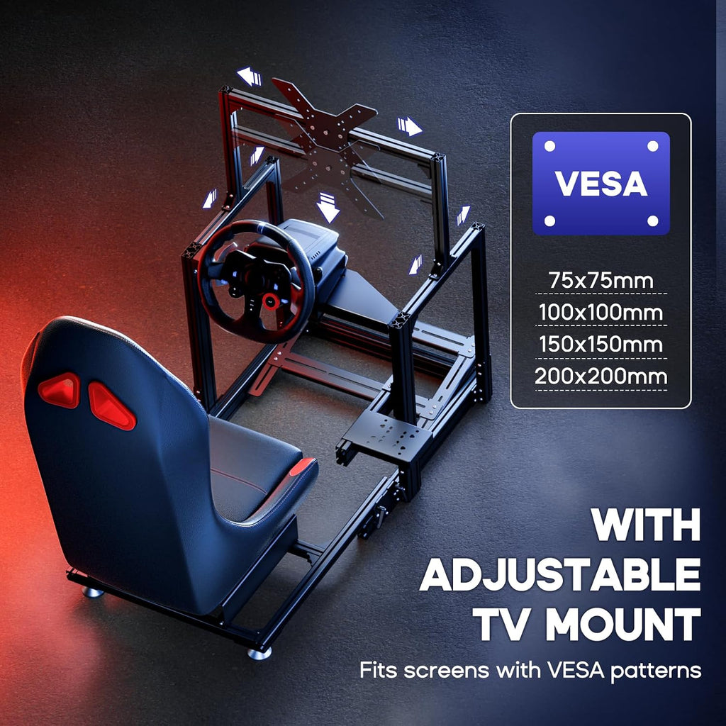 DIWANGUS Racing Simulator Cockpit Sim Racing Cockpit - Foldable Racing Cockpit with Monitor Mount & Seat, Adjustable Sim Rig for Logitech G29/G920/G923/G PRO/RS50, Thrustmaster, MOZA Driving Simulator - Flex Gamingproduct_type