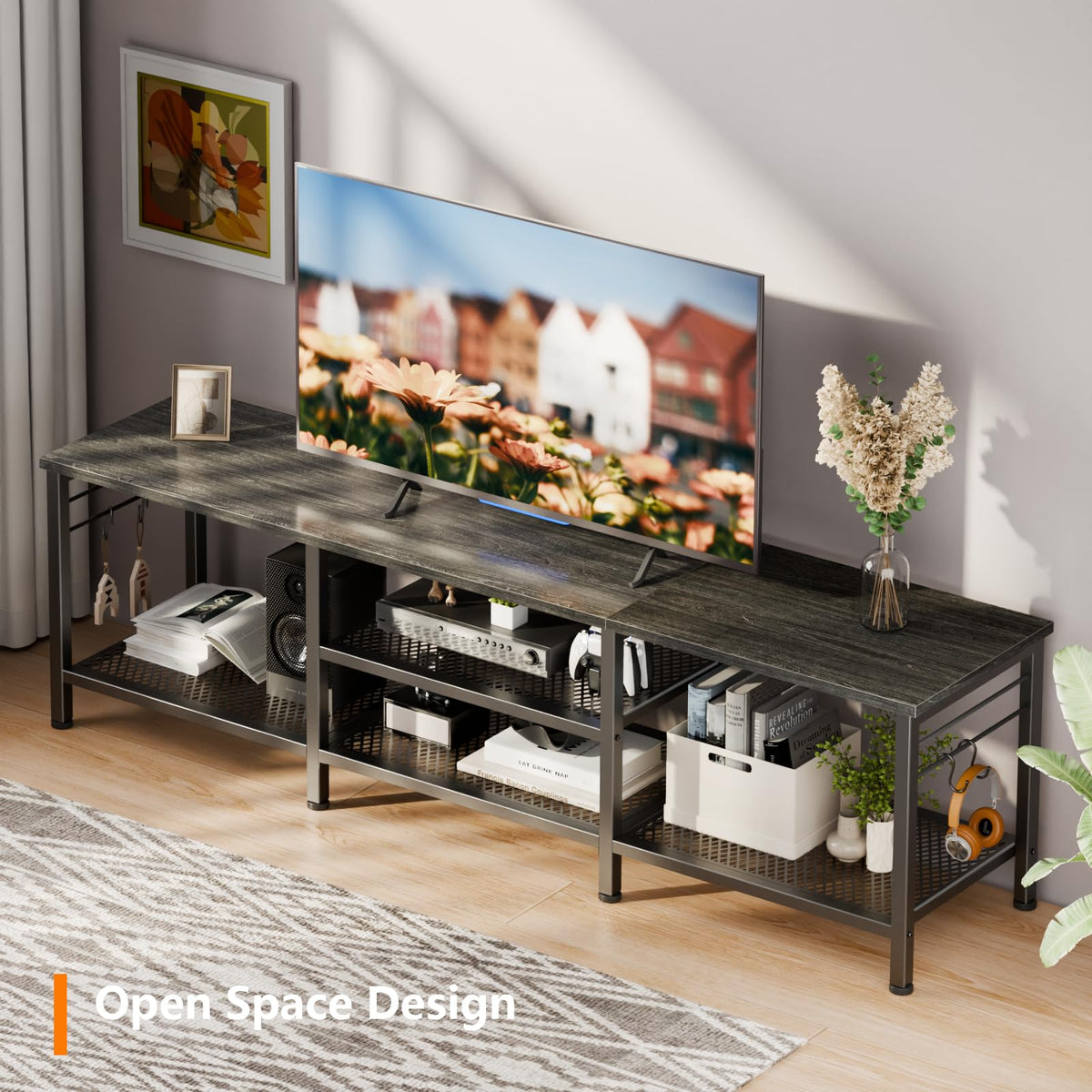 Furologee Open-Shelf TV Stand – 5 Size & Color Options