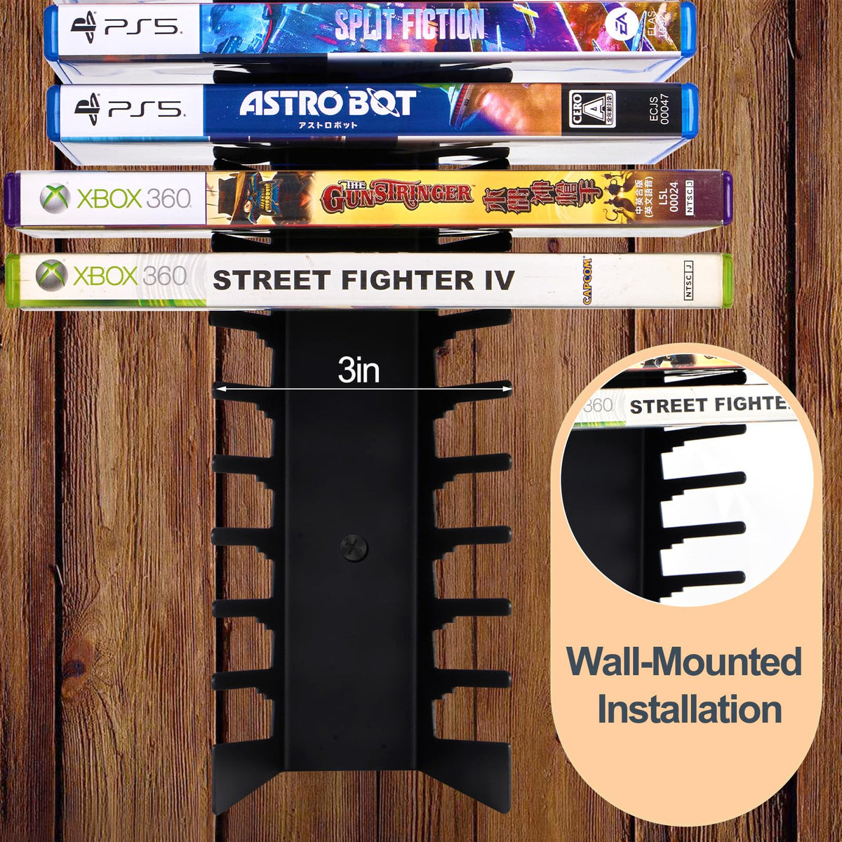 4 Pack Video Game Case Storage Wall Mount - Holds Up to 72 Disc Boxes,Metal Wall Mounted Game Case Holder for PS,DVD,Xbox Game Organizer - Flex Gamingproduct_type
