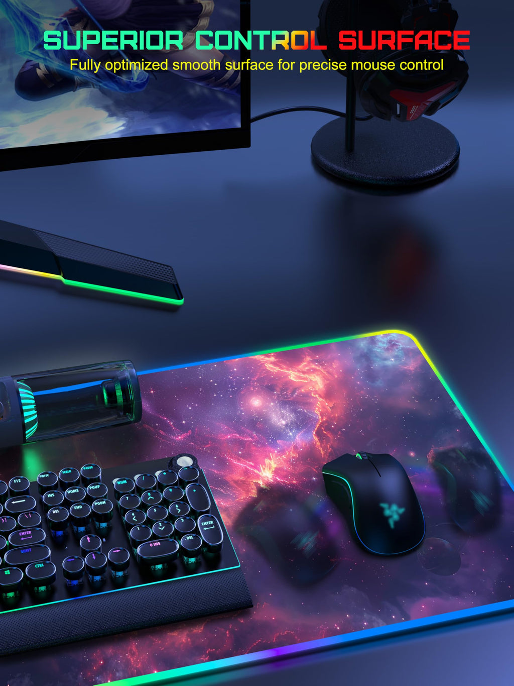 TopMade Wireless Charging RGB Mouse Pad, Waterproof Gaming Desk Mat with 4 Light Modes & 11 RGB Colors, 31.5"x15.75" XXL Large Desk Pad(Includes 20W PD Power Adapter & 6.56ft Woven Cable) - Flex Gamingproduct_type