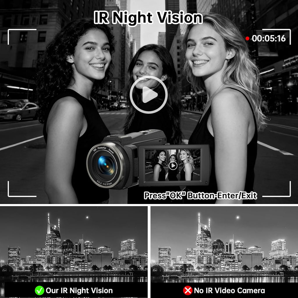 8K Video Camera Camcorder 88MP Ultra HD – WiFi, 18X Zoom & IR Night Vision - Flex Gamingproduct_type
