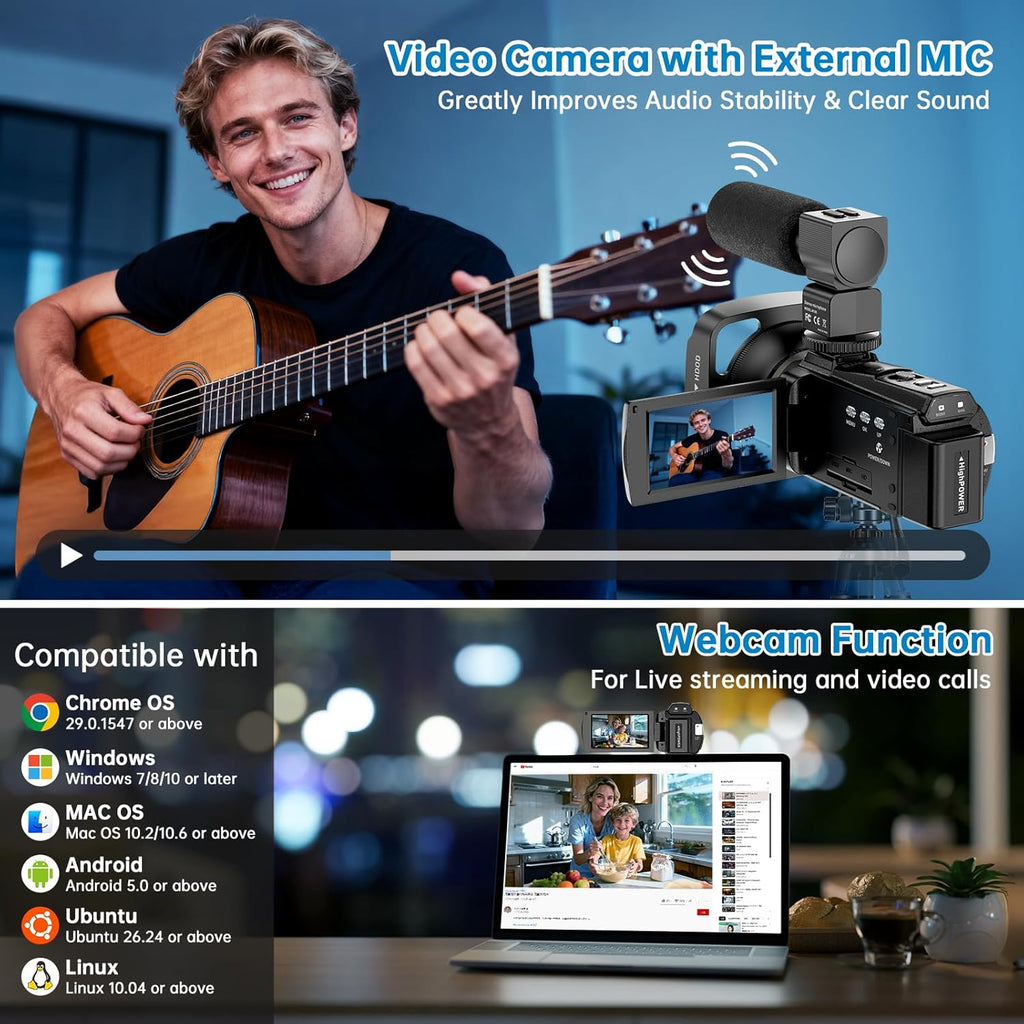 8K Video Camera Camcorder 88MP Ultra HD – WiFi, 18X Zoom & IR Night Vision - Flex Gamingproduct_type