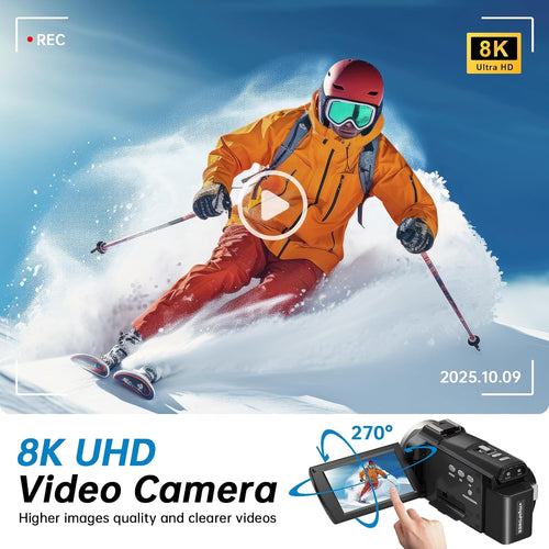 8K Video Camera Camcorder 88MP Ultra HD – WiFi, 18X Zoom & IR Night Vision - Flex Gamingproduct_type