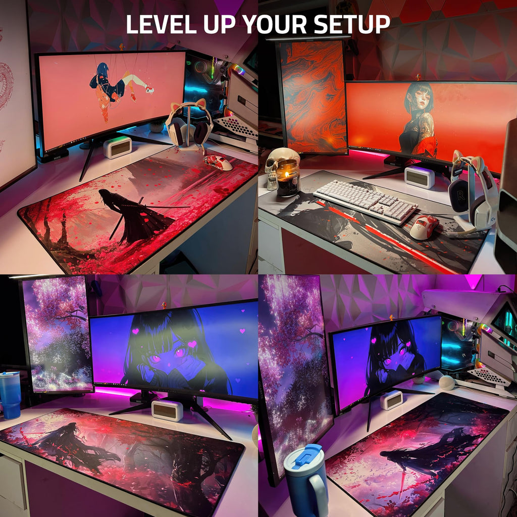 XXL Anime Gaming Mouse Pad 35.4 x 15.7 inch - Water-Resistant & Stitched Edges - Large XL Mousepad for Desk - Gamer Accessories Big Full Deskpad Mat Game Mousepads Deskmat - Flex Gamingproduct_type