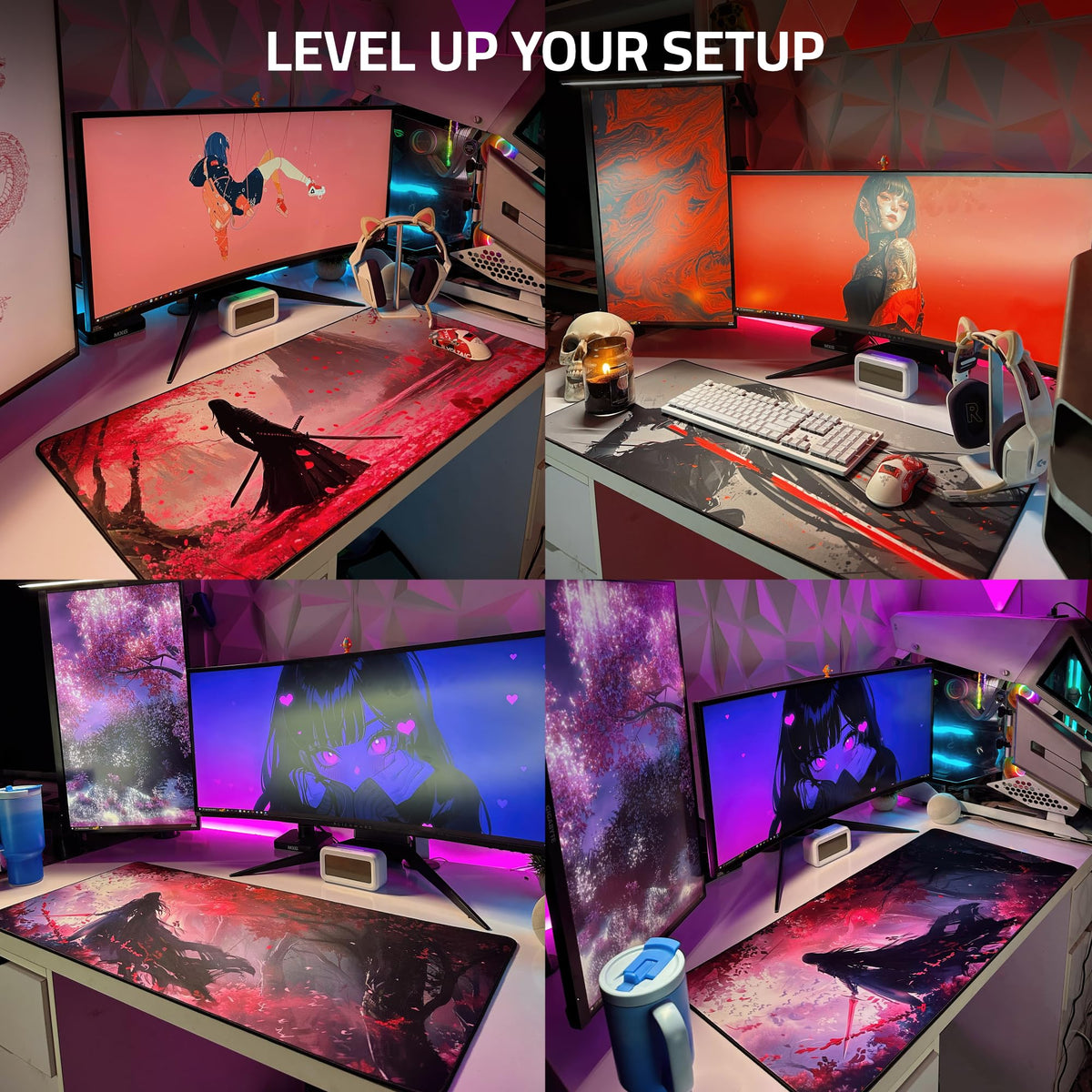 XXL Anime Gaming Mouse Pad 35.4 x 15.7 inch - Water-Resistant & Stitched Edges - Large XL Mousepad for Desk - Gamer Accessories Big Full Deskpad Mat Game Mousepads Deskmat - Flex Gamingproduct_type