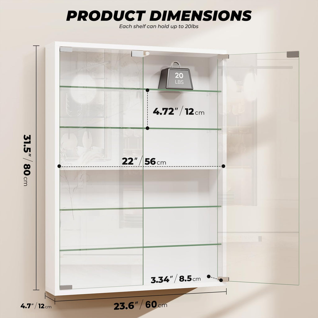 Aauro Home Wall Display Case with Glass Doors & LED Lights – 2 Colors - Flex Gamingproduct_type