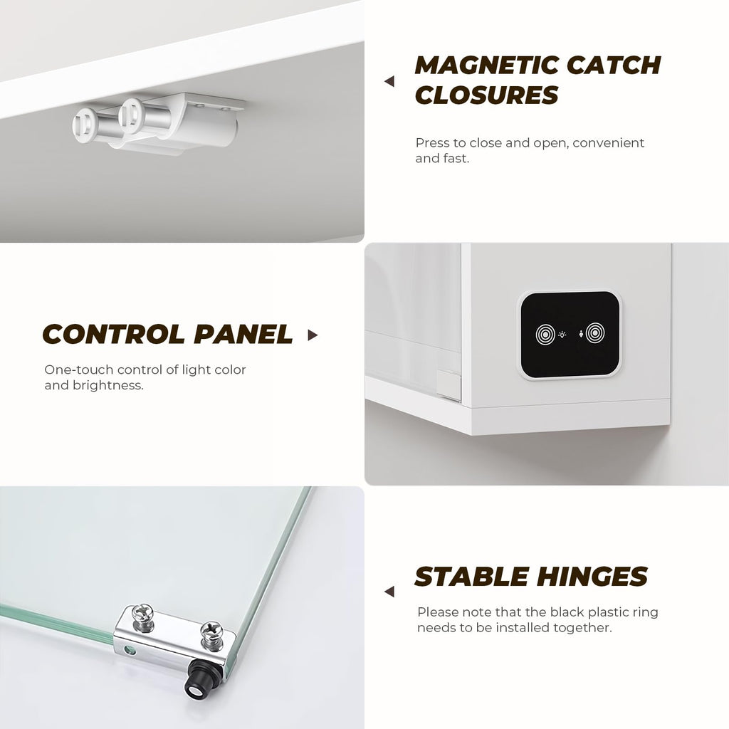 Aauro Home Wall Display Case with Glass Doors & LED Lights – 2 Colors - Flex Gamingproduct_type