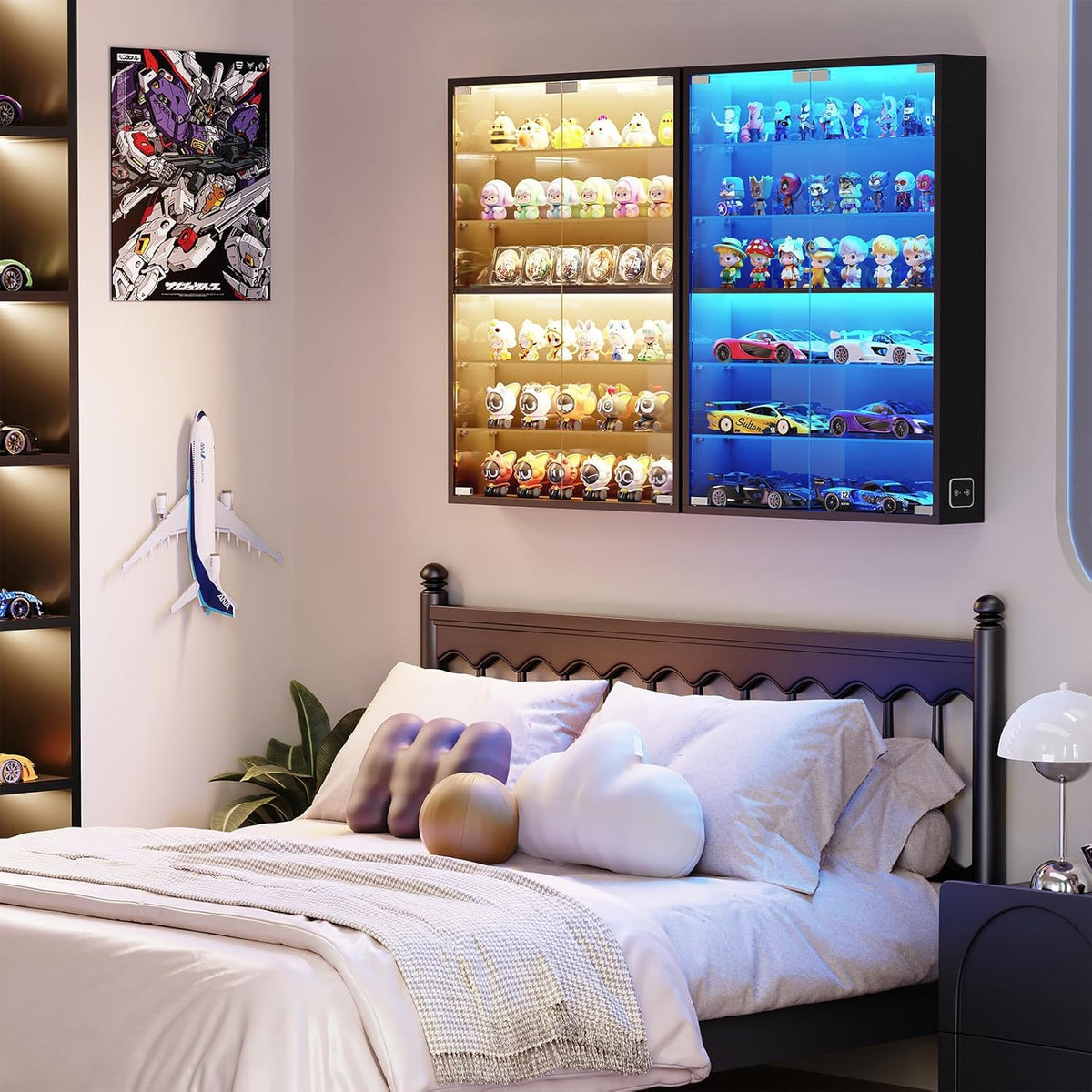 Aauro Home Wall Display Case with Glass Doors & LED Lights – 2 Colors - Flex Gamingproduct_type