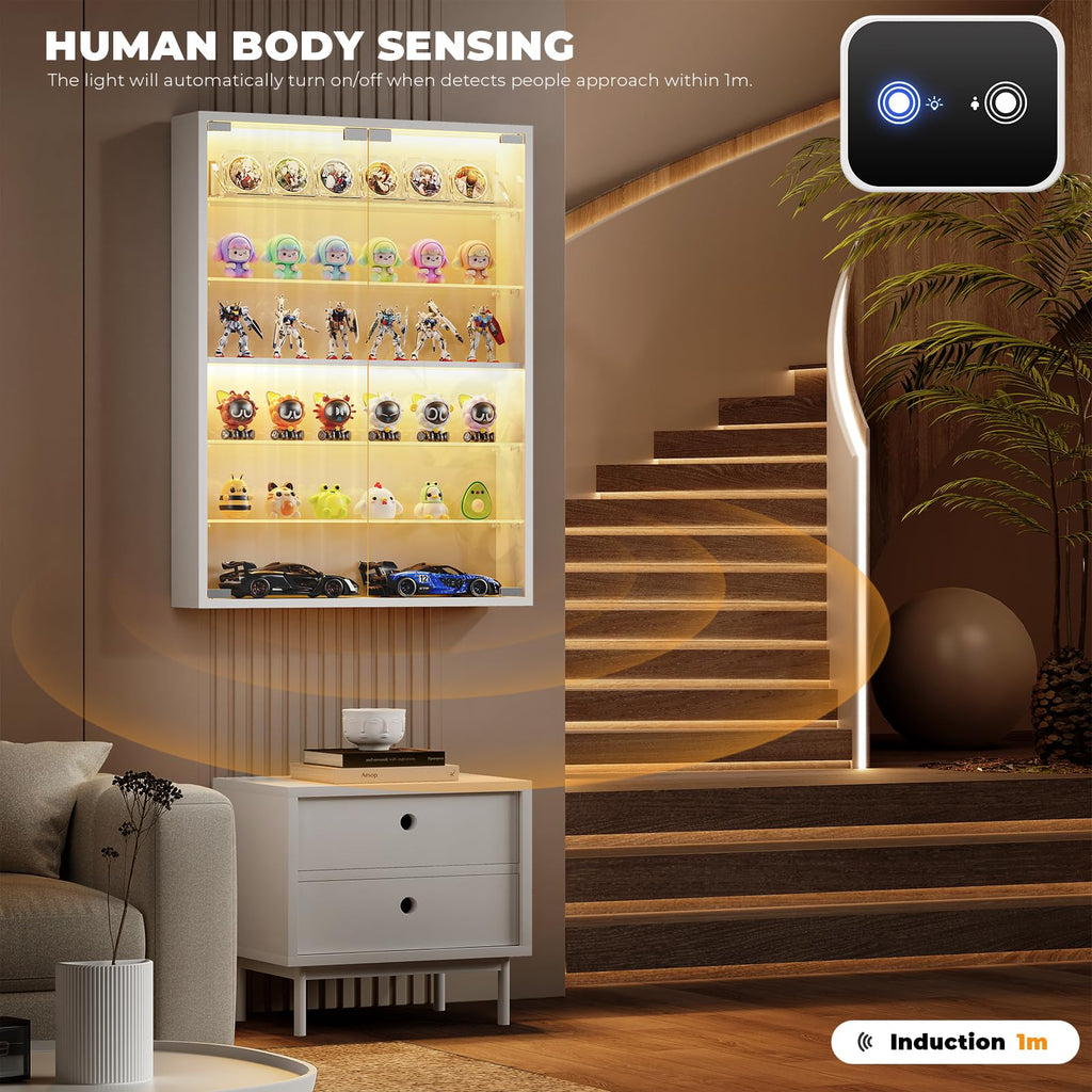 Aauro Home Wall Display Case with Glass Doors & LED Lights – 2 Colors - Flex Gamingproduct_type
