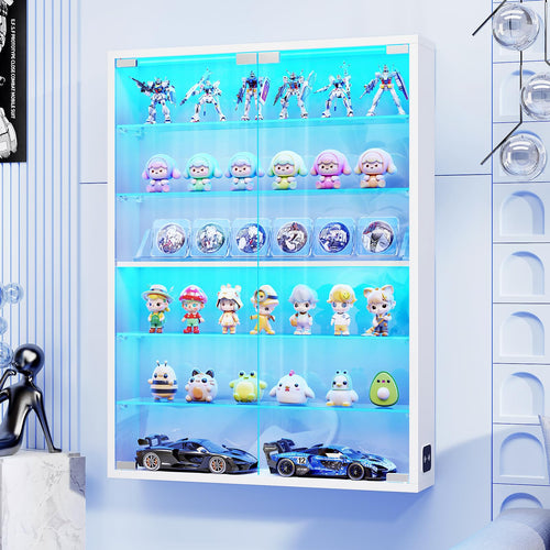 Aauro Home Wall Display Case with Glass Doors & LED Lights – 2 Colors - Flex Gamingproduct_type