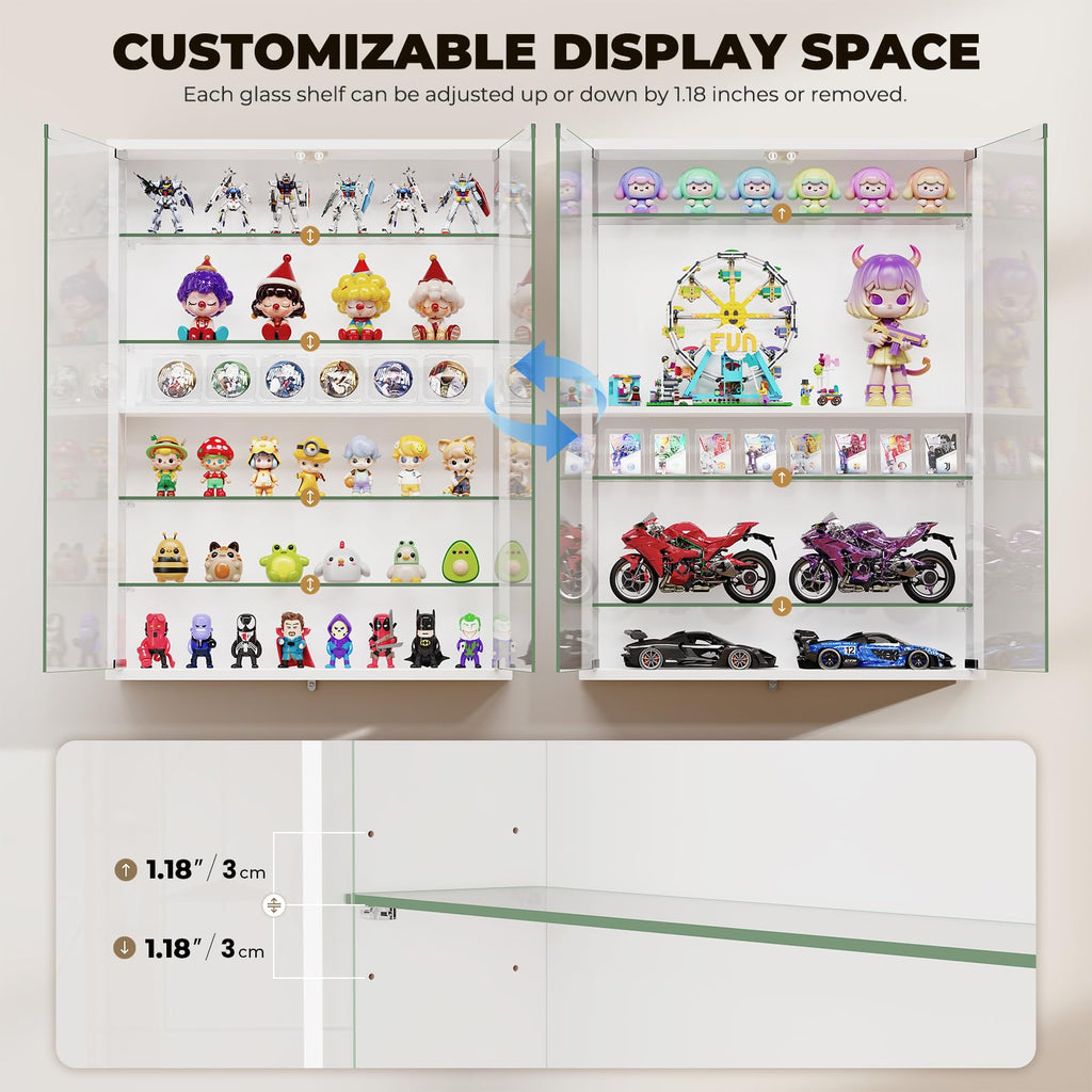 Aauro Home Wall Display Case with Glass Doors & LED Lights – 2 Colors - Flex Gamingproduct_type