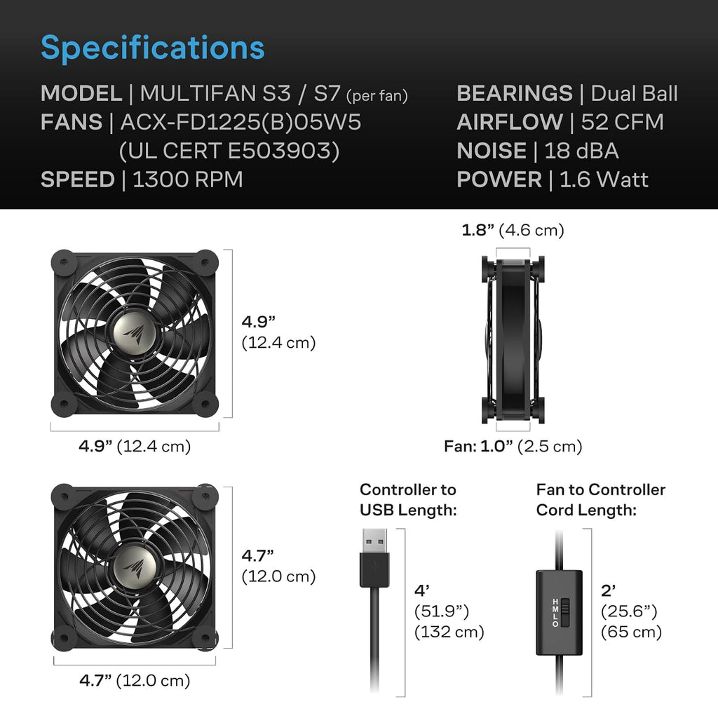 AC Infinity MULTIFAN USB Cooling Fan – 12 Sizes - Flex Gamingproduct_type