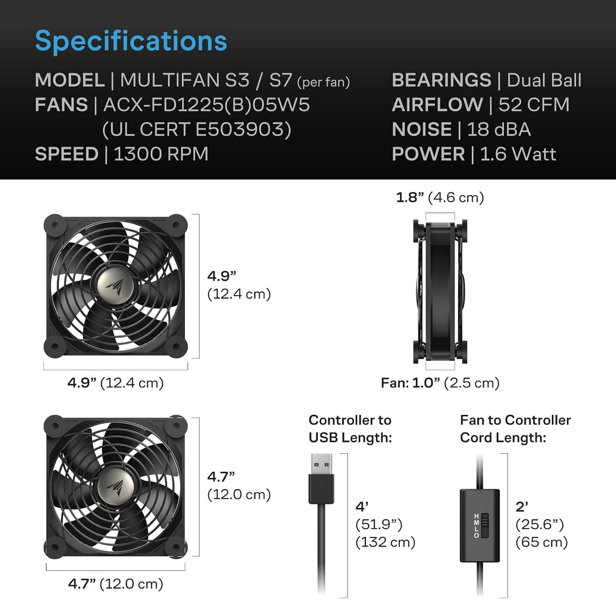 AC Infinity MULTIFAN USB Cooling Fan – 12 Sizes - Flex Gamingproduct_type