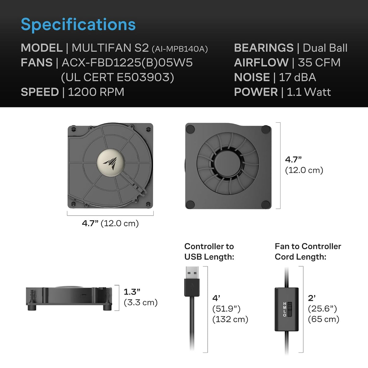 AC Infinity MULTIFAN USB Cooling Fan – 12 Sizes - Flex Gamingproduct_type