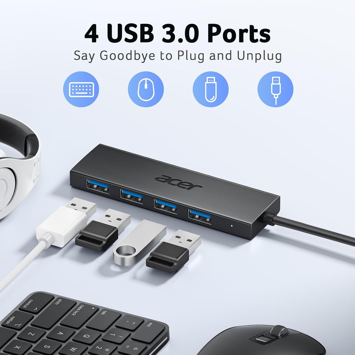 Acer USB Hub 4-Port USB 3.0 Splitter – USB-A & USB-C - Flex Gamingproduct_type