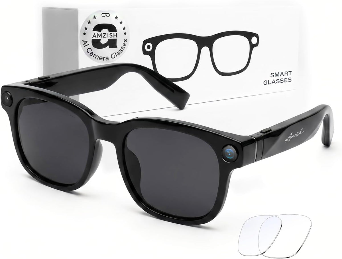 AI Smart Glasses with 8MP HD Bluetooth Camera – Night Black - Flex Gamingproduct_type