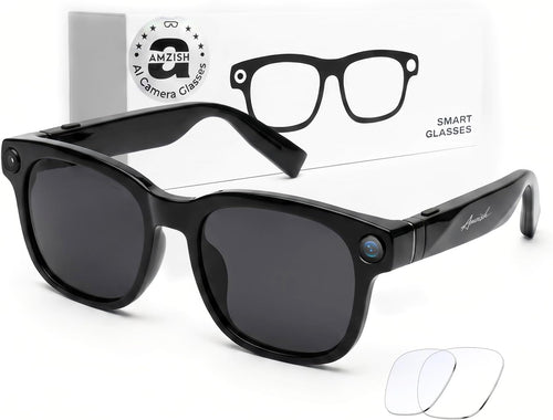 AI Smart Glasses with 8MP HD Bluetooth Camera – Night Black - Flex Gamingproduct_type
